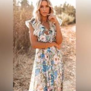 Designer inspired floral maxi dress